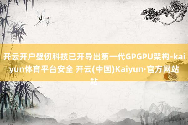 开云开户壁仞科技已开导出第一代GPGPU架构-kaiyun体育平台安全 开云(中国)Kaiyun·官方网站